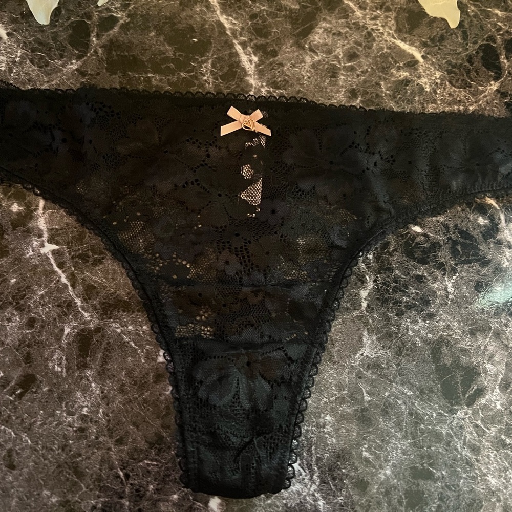 Victoria's Secret Black Lace Thong